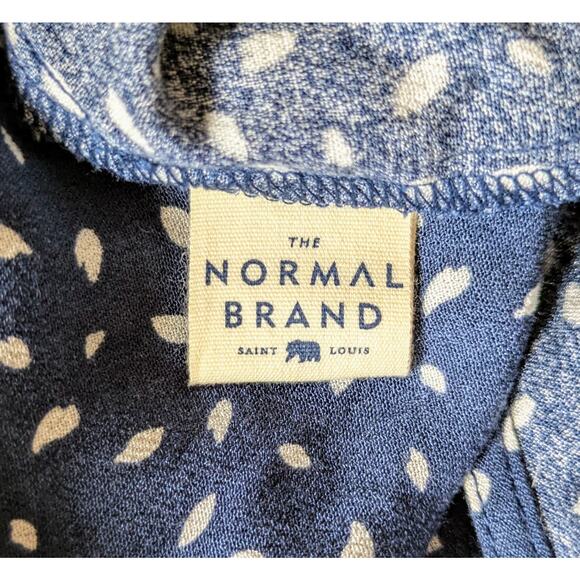 The Normal Brand Romper Small Navy Blue & White Dots Long Sleeve Button Front - Picture 10 of 11
